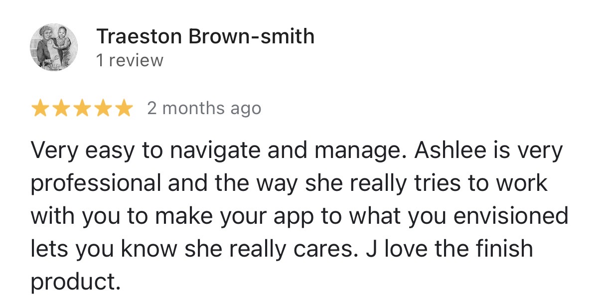 Client review for Apps by Ashlee
